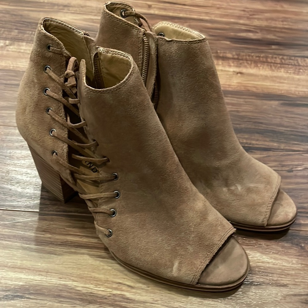 Lucky peep toe, ankle boots. Size 8.5